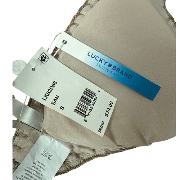 Lucky Brand Crochet Tie Back Strappy Bikini Top in Sand Size Small - Picture 5 of 7